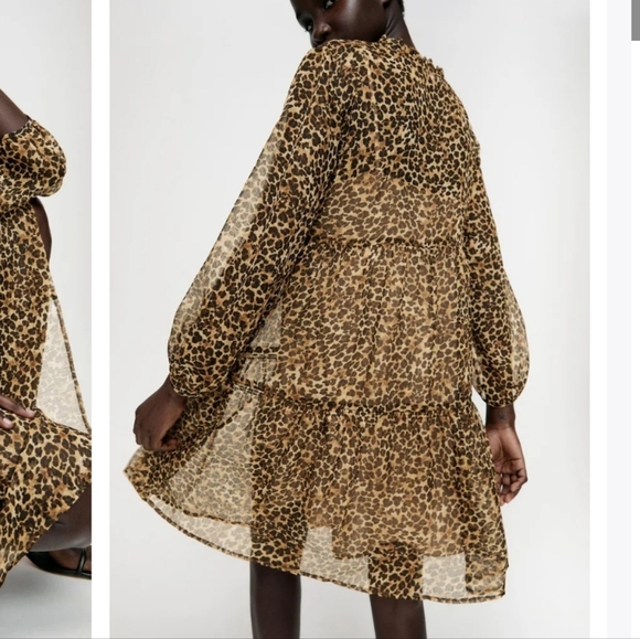 Zara Leopard Printed Mini Dress Size Medium NWT - Picture 2 of 7